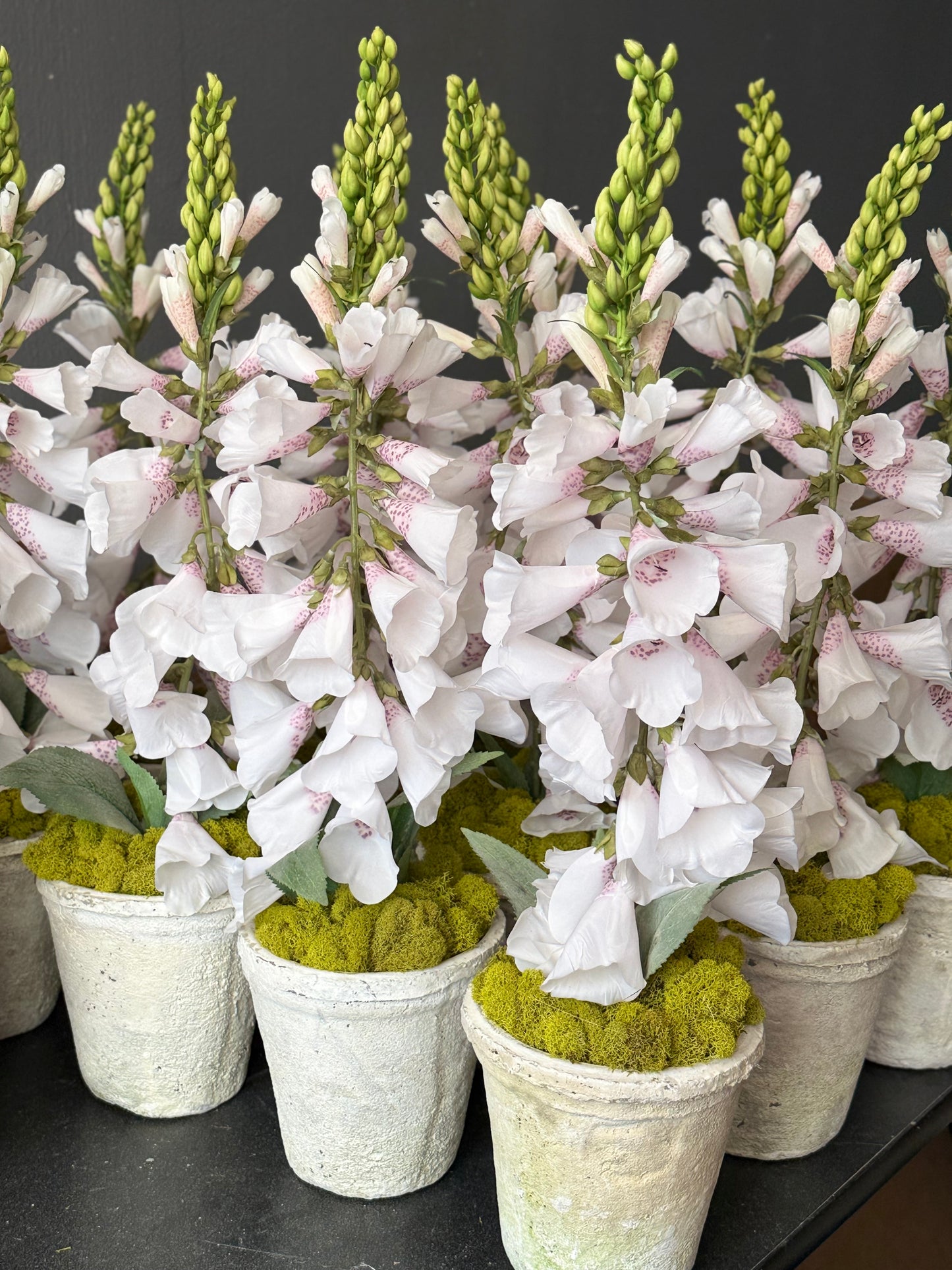 Pale Pink Faux Foxglove + White Terracotta Pot