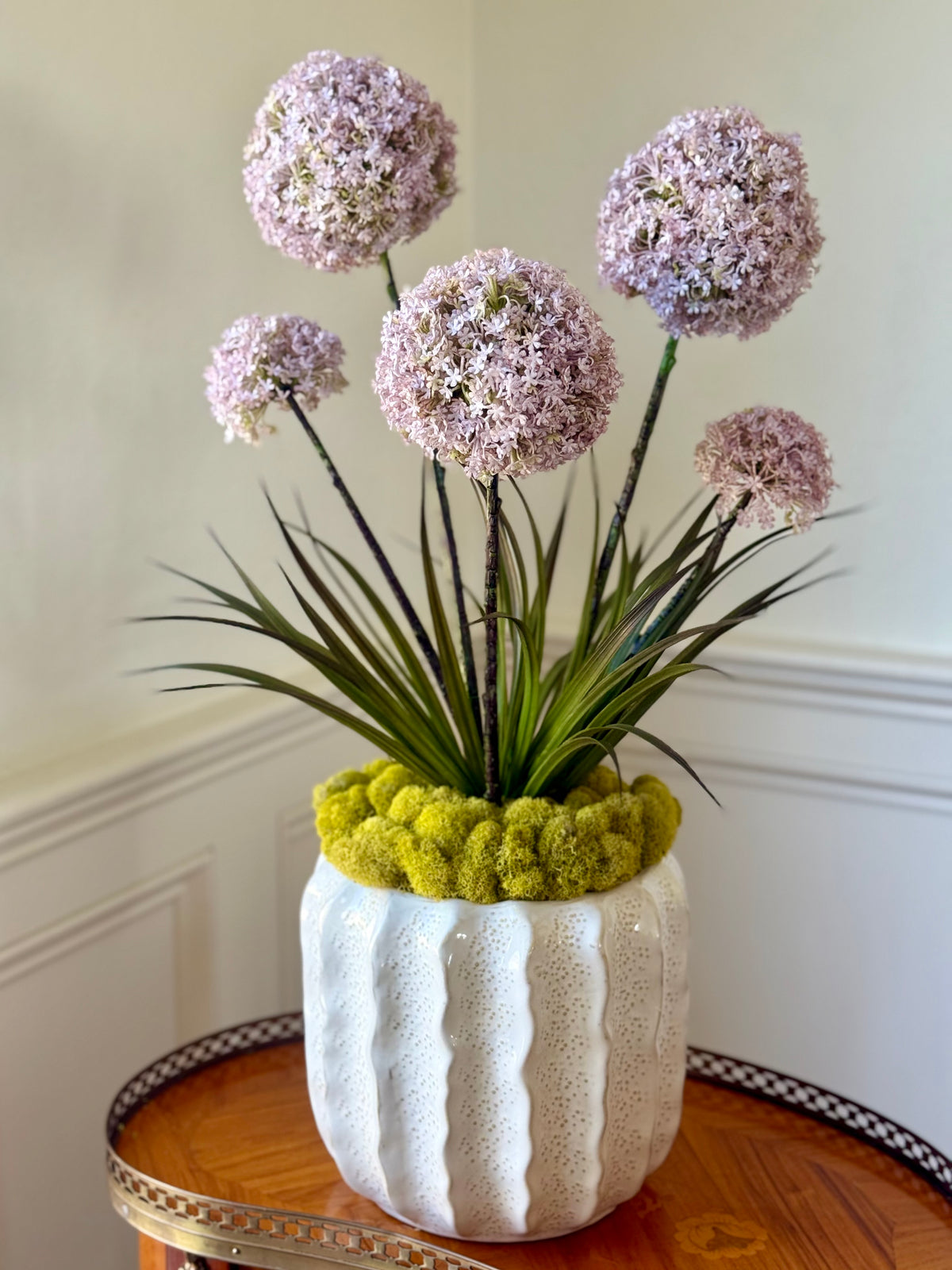 Ripple Planter + Fine Faux Lavender Allium