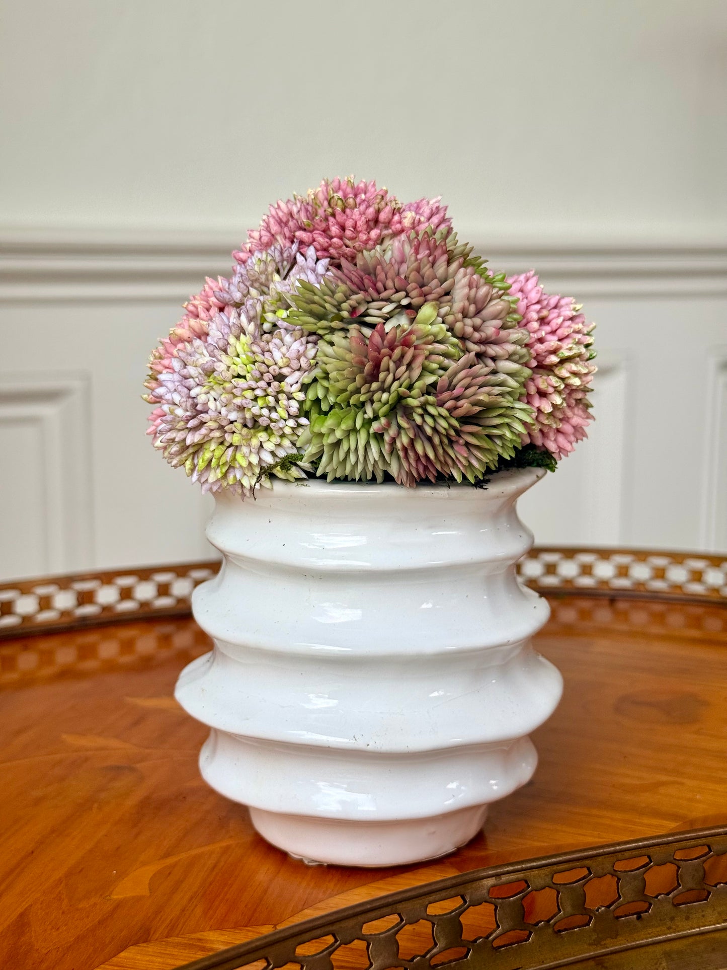 Wave Pot + Faux Sedum Mix