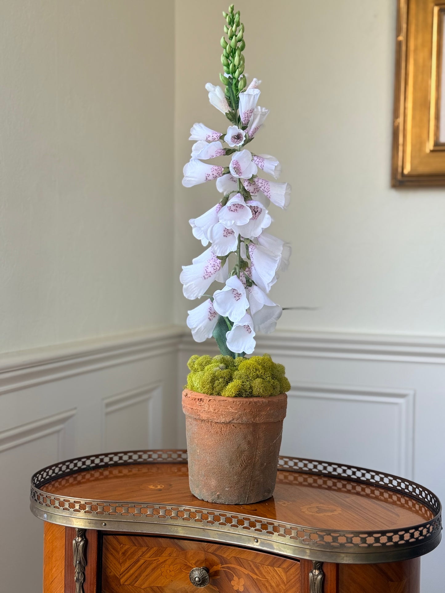 Pale Pink Faux Foxglove + Terracotta Pot