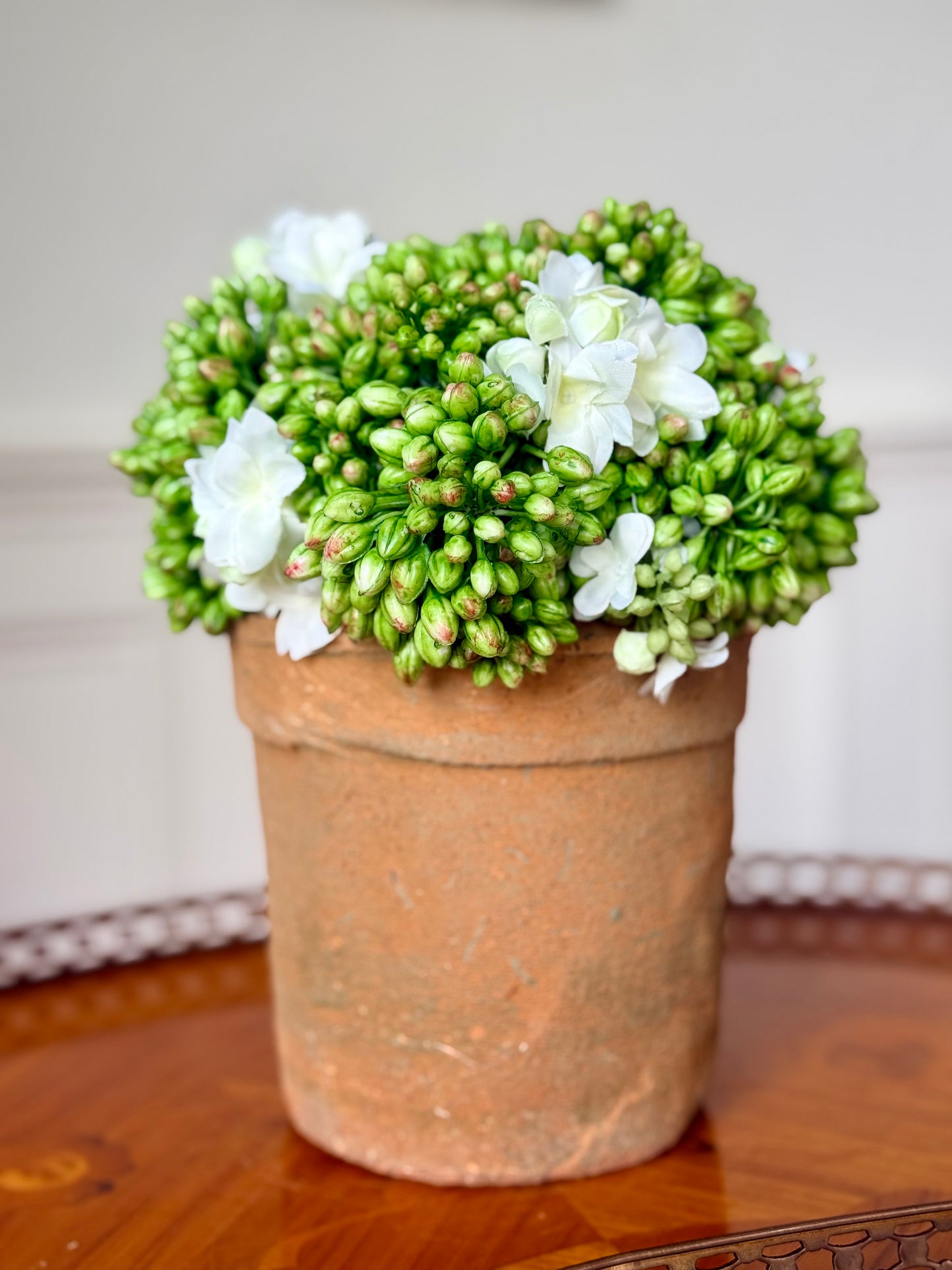 Terracotta Pot + Faux Sedum & Lilac
