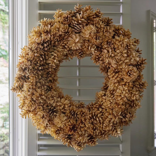 24” Handmade Bleached Pinecone Wreath