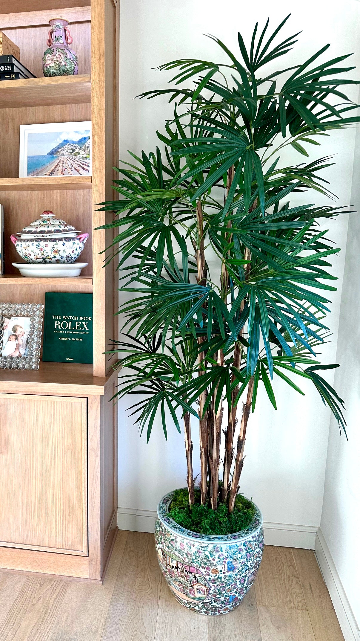 7ft Faux Honey Rhapis Palm Tree