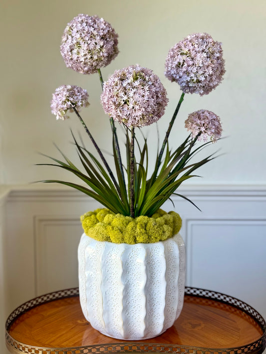 Ripple Planter + Fine Faux Lavender Allium