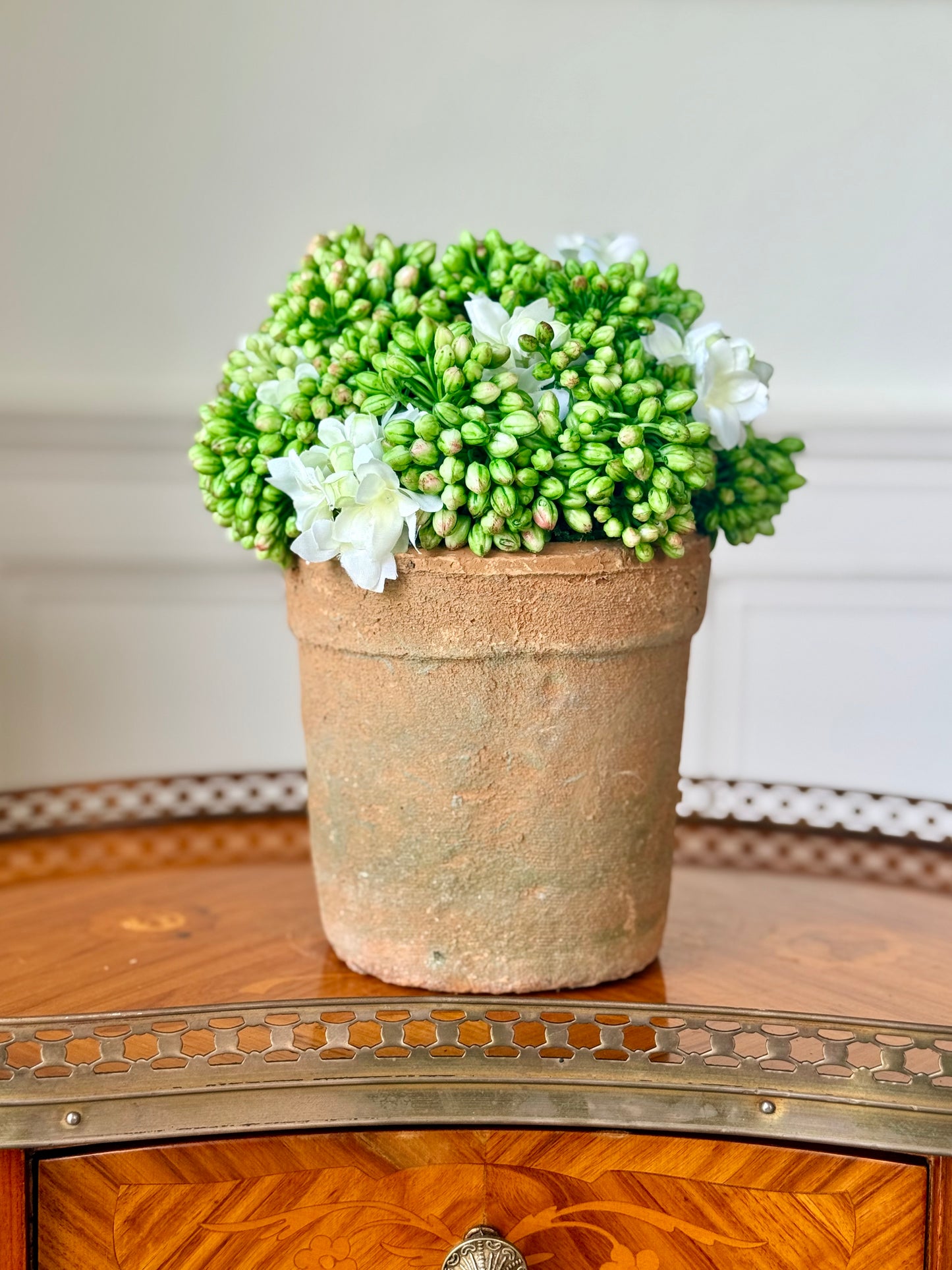 Terracotta Pot + Faux Sedum & Lilac