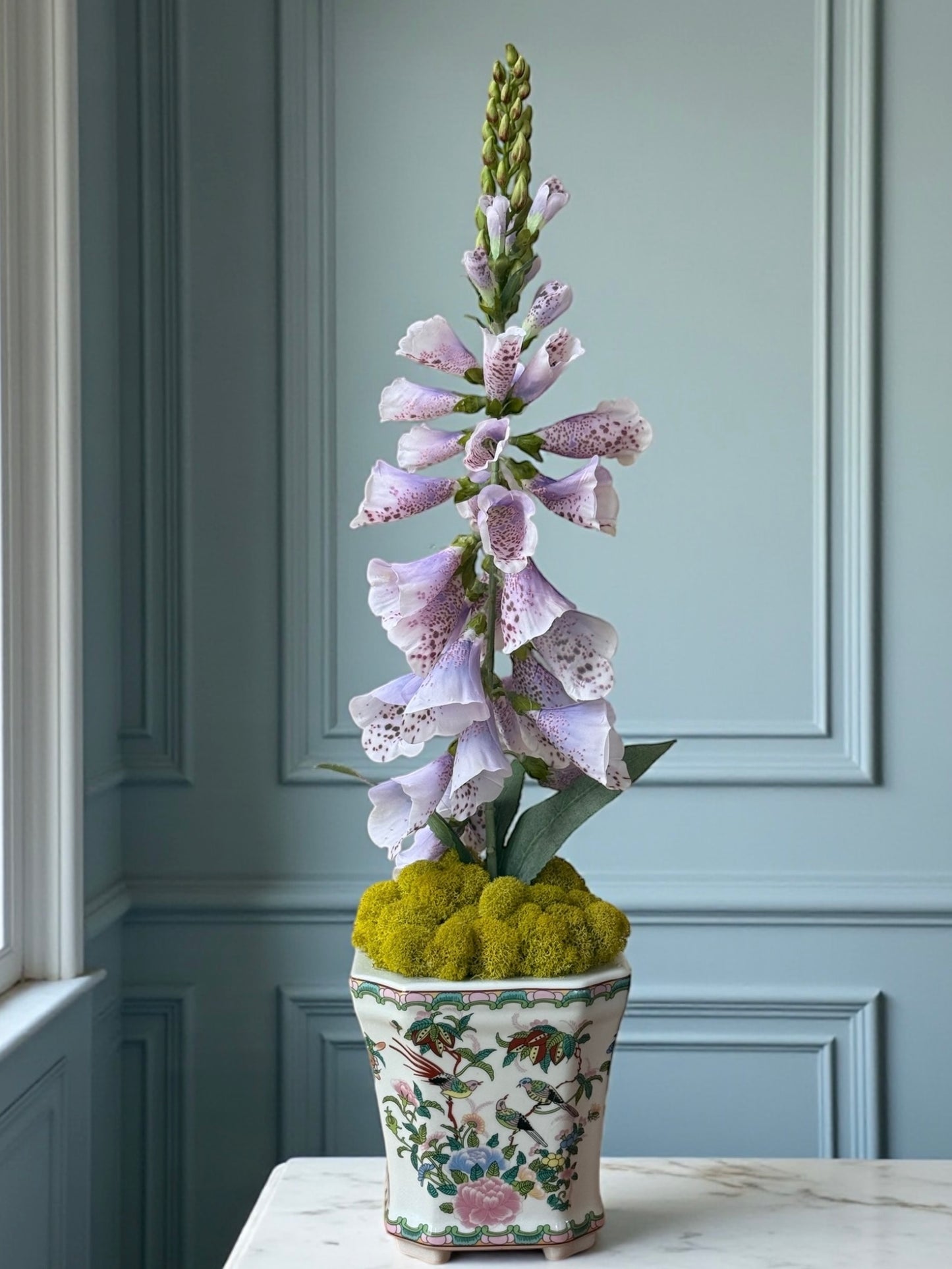 Famille Rose Planter + 1 Lavender Faux Foxglove