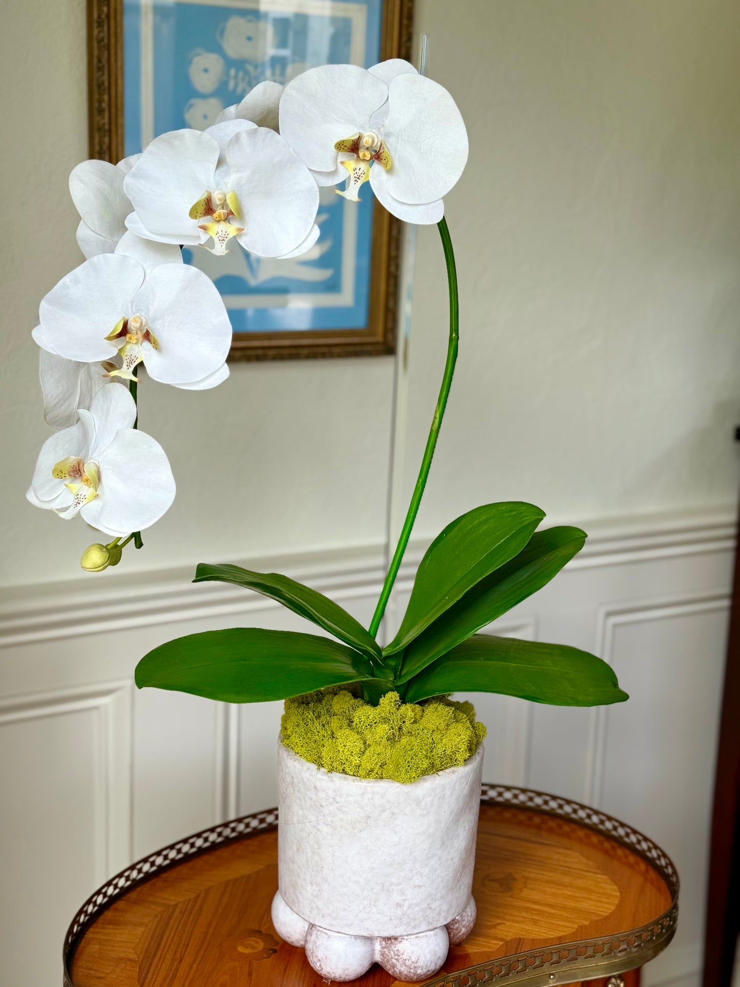 Pearl Pot + 1 Classic White Faux Orchid