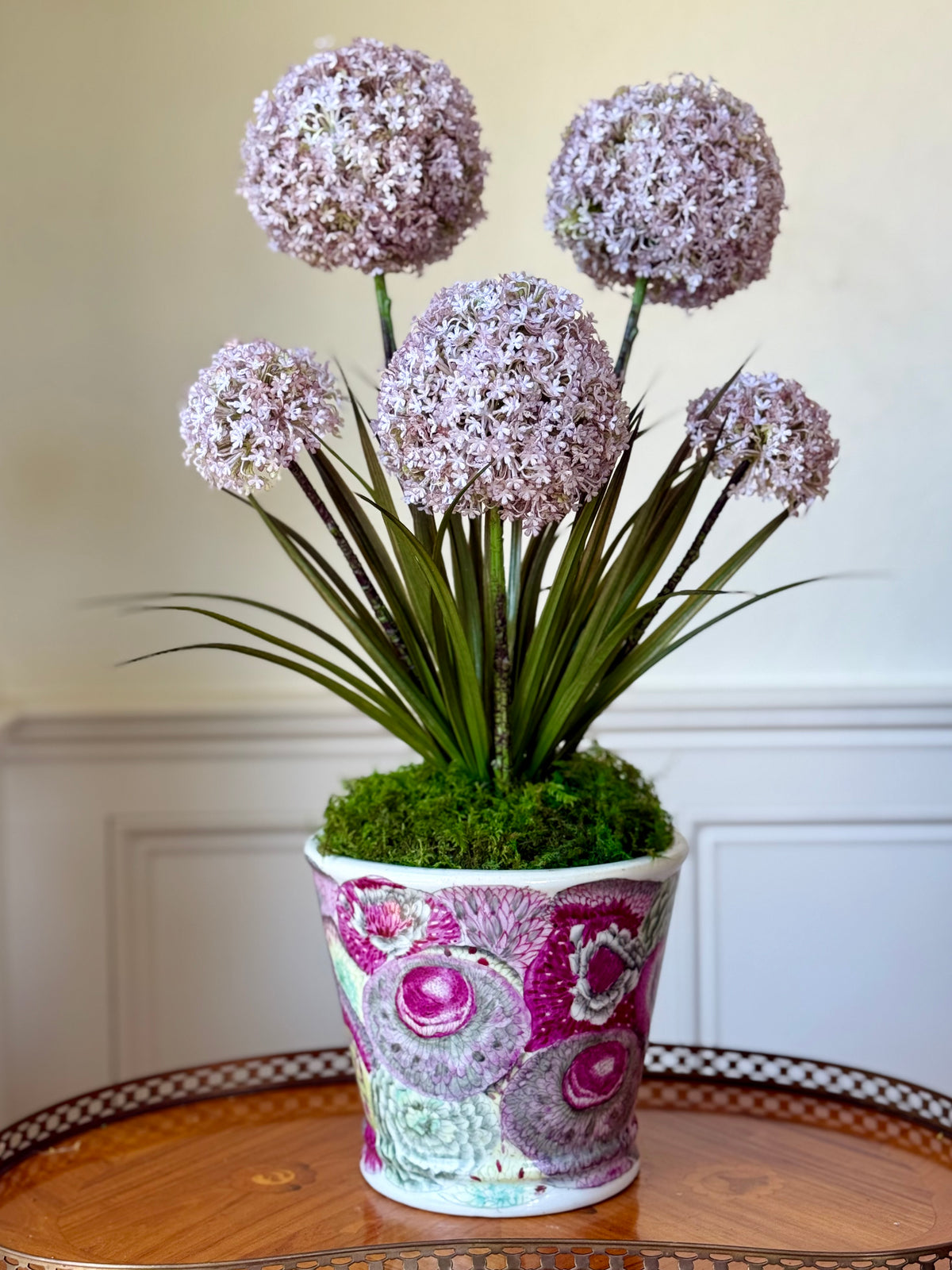 John Derian Floral Planter + Fine Faux Lavender Allium