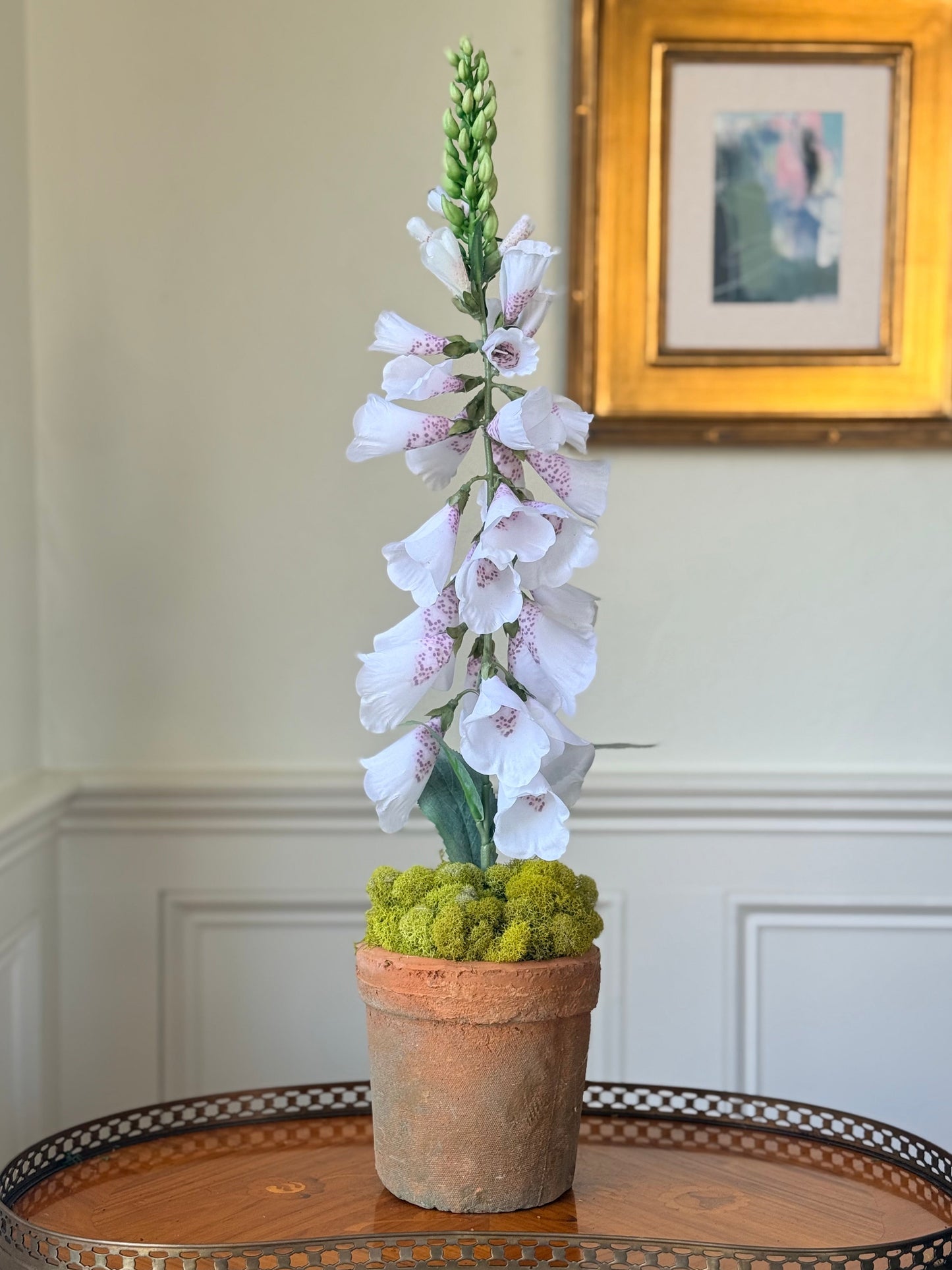 Pale Pink Faux Foxglove + Terracotta Pot