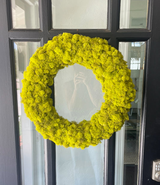 21” Chartreuse Reindeer Moss Wreath