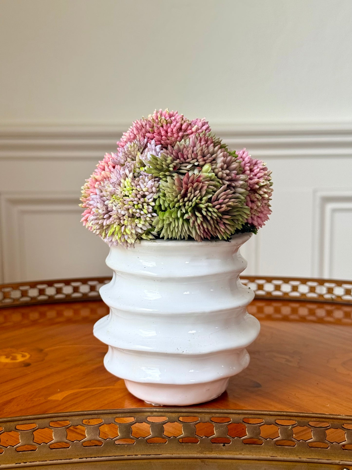 Wave Pot + Faux Sedum Mix