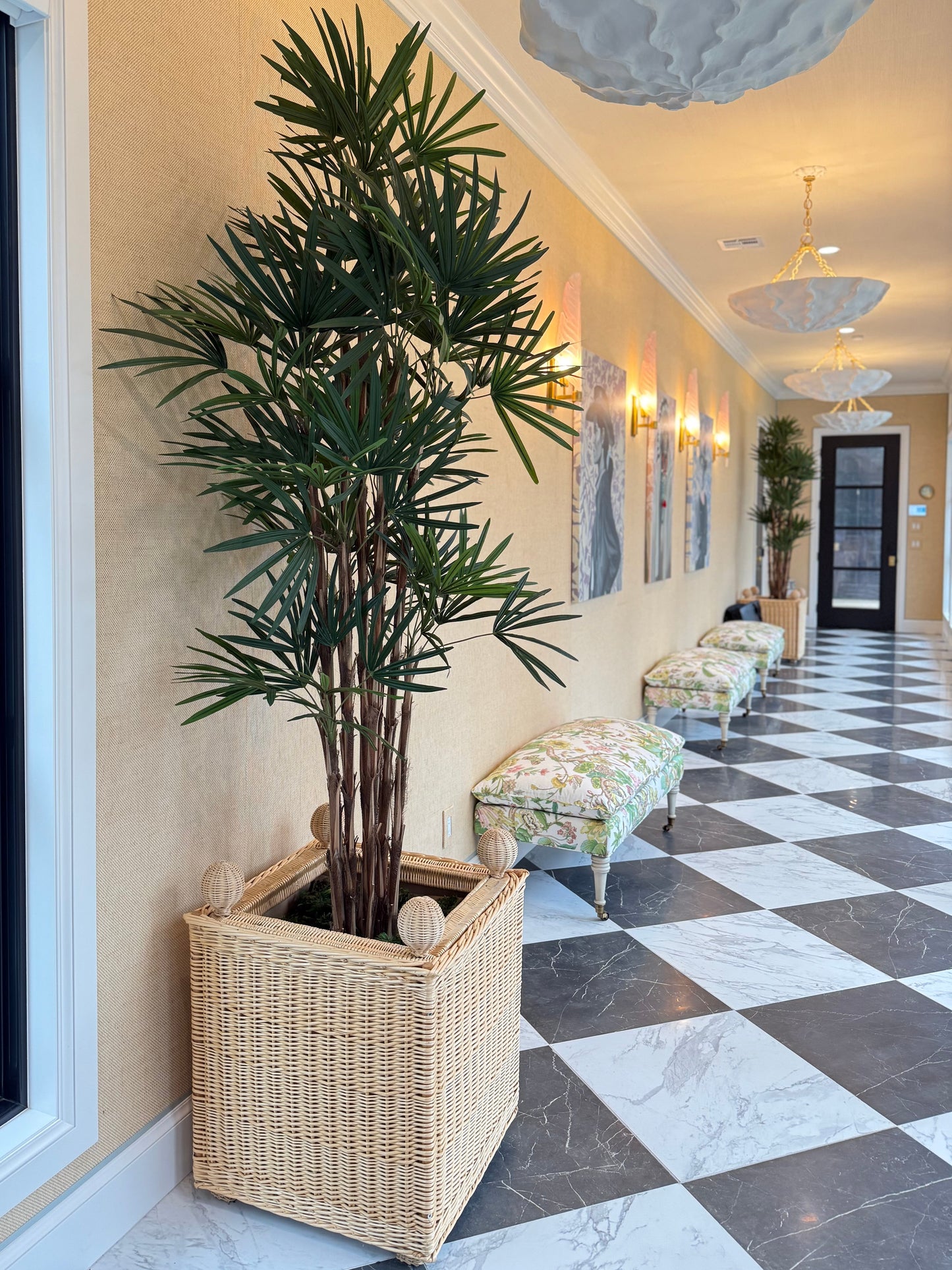 7ft Faux Honey Rhapis Palm Tree