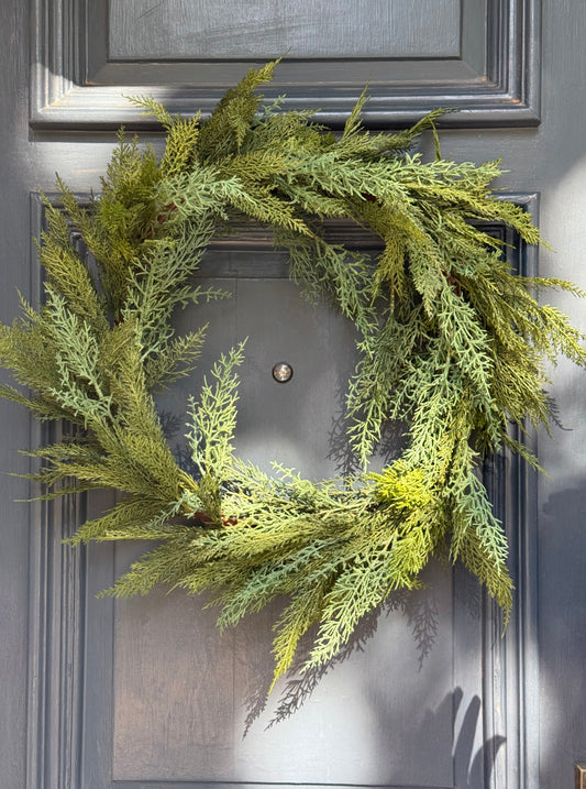 24" Faux Cedar Wreath