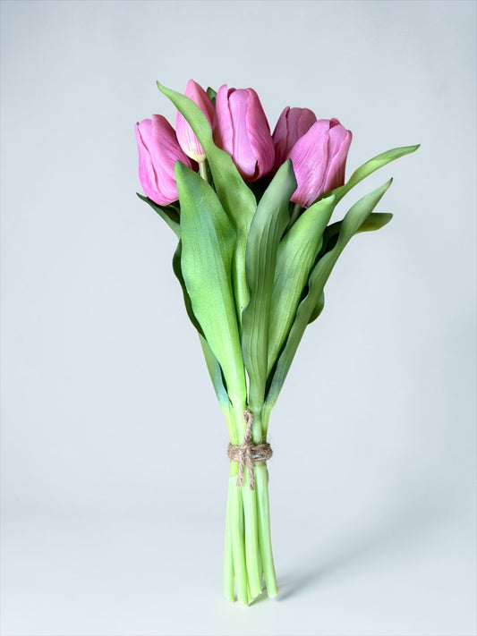 1/2 Dozen Fine Faux Tulips: Dark Pink